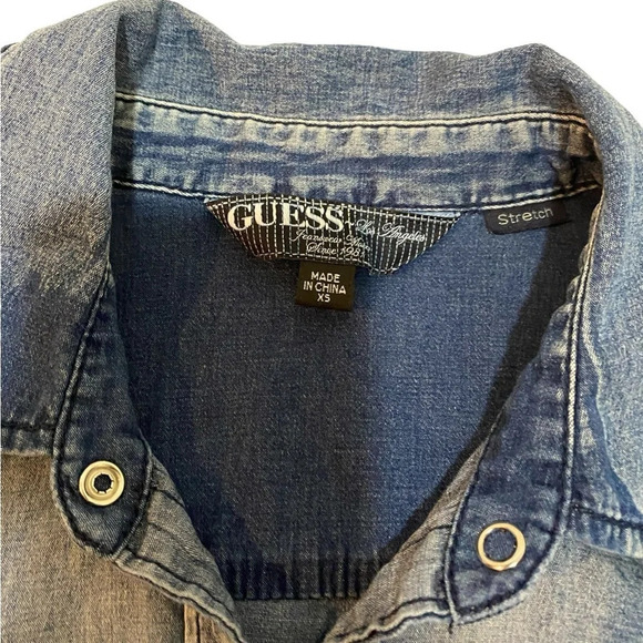 GUESS Denim Button Down Shirt Size XS - Picture 3 of 6